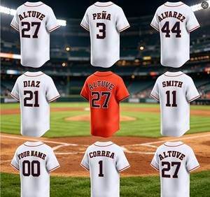 Camiseta de Béisbol Estadounidense de los Astros de Houston Bordada al por Mayor # 27 José Altuve # 44 Yordan Álvarez # 34 Ropa de Softbol Nolan Ryan - Product Image 1