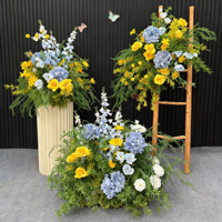 EG-ALR-GR01 Grosir Buket Bunga Artificial Real Touch Nature untuk Lorong Hijau Hydrangea Pernikahan Aisle De Fleurs Mariage
