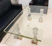 Table basse personnalisée en gros Table à manger en verre avec pieds en verre cristal