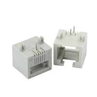 JISJACK 5324 Mini Series Conector de Teléfono RJ11 de un Solo Puerto 6P6C, Conector Jack de Alta Calidad, Material PBT/PA66, Bronce Fosforoso