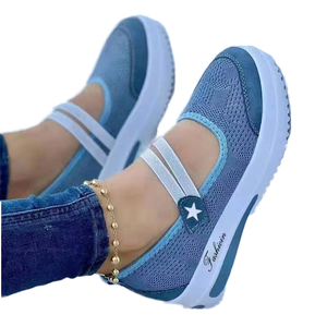 Zapatos Casuales de Talla Grande con Plataforma, Suela Gruesa de PVC, Parte Superior de Lona y Malla Transpirable, Estilo Slip-on - Product Image 4