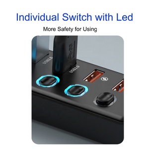 사용자 정의 로고 6 in 1 도킹 USB 12V Otg 전원 스위칭 포트 Usb3.0 4 Por 허브 (전원 공급 장치 어댑터 포함) - Product Image 3