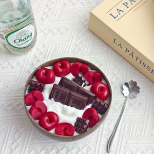 Bougie artisanale en cire de soja parfumée à la crème glacée aux fruits, en forme de bol de noix de coco, dessert simulé, décoration d'intérieur, cadeau de fêtes - Product Image 4