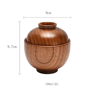 Bol rond en bois de jujube fait à la main, anti-chaleur, bol à <span class=keywords><strong>salade</strong></span> avec couvercle en bois, bol à nouilles, à riz, à soupe <span class=keywords><strong>pour</strong></span> servir des salades et des aliments lors de fêtes - Product Image 6