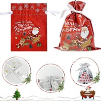 Sacs à cordon décoratifs en plastique style américain, modèle Jm556 de la marque Jm, ensemble de sacs cadeaux de Noël 2026, vente en gros