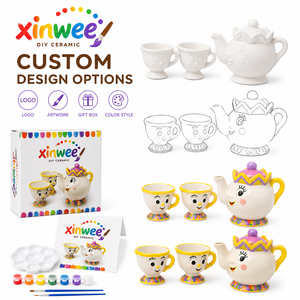 Kit de Tazas de Cerámica para Pintar, Juego de Té de Cuentos de Hadas para Niños, <span class=keywords><strong>Taza</strong></span> y <span class=keywords><strong>Tetera</strong></span> de Dibujos Animados, Manualidades, Regalo Festivo - Product Image 6