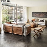Ensemble de canapés Flexform en tissu de designer italien, quatre places, rangée droite, pour salon, hall d'hôtel, modulaire