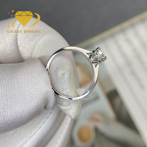 خاتم سوليتير للخطوبة والزفاف الفاخر <span class=keywords><strong>1CT</strong></span> 2CT 3CT 14K من الذهب الأبيض الدائري المويسانيتي خاتم ألماس للنساء - Product Image 2
