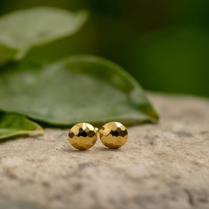 Boucles d'oreilles tendance en acier inoxydable 316L plaqué or PVD, design rond facetté durable et résistant - Product Image 3
