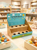 Cadeaux avec logo client, jouets, collations, petit comptoir, boîte de présentation de table
