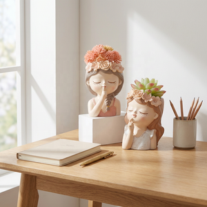 Vaso da Fiori Roogo da 4 Pollici in Resina Fornitore di Tendenza Nuovo Design Fata Portavasi per Piante Grasse da Casa e Giardino all'Ingrosso con Drenaggio - Product Image 3