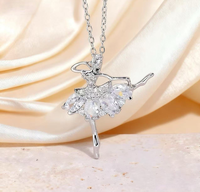 Collier Pendentif Ballerine en Cristal pour Filles, Breloque Danseuse, Bijou de Cou, Cadeau pour Compétition de Danse, Collier de Danse Ballet pour Femmes