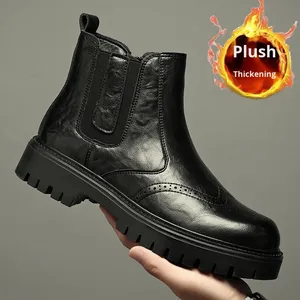 Botas Chelsea Casuales para Hombre, Marca Martin, de Cuero Genuino, con Cierre de Cordones, Forradas de Felpa para Otoño e Invierno - Product Image 6