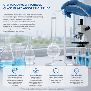 Tube d'absorption en verre multi-poreux en forme de U Degao 10 ml, en borosilicate de haute qualité, pour l'échantillonnage de gaz et la surveillance environnementale - Product Image 2