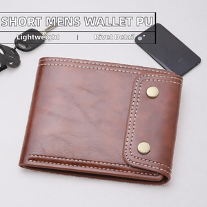 Portefeuille court pour homme à double boucle boutonnée, en PU, avec fermeture éclair et fermoir ; Léger, pour billets de banque en dollars américains, en polyester - Product Image 2
