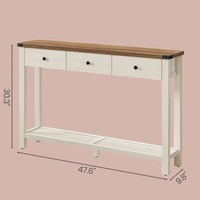Console de luxe style ferme pour entrée étroite, table d'appoint en bois de 47,2 pouces avec 3 tiroirs et étagère ouverte pour couloir