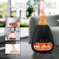Lampe himalayenne électrique arôme brume fraîche atomiseur d'air humidificateur diffuseur d'arôme de pierre de sel à ultrasons avec décoration de flamme 3D