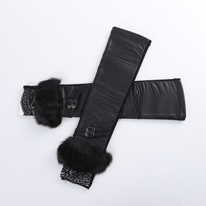 <span class=keywords><strong>Gants</strong></span> d'hiver en cuir à manches longues sans doigts pour femmes élégantes en <span class=keywords><strong>dentelle</strong></span> vente en gros - Product Image 3