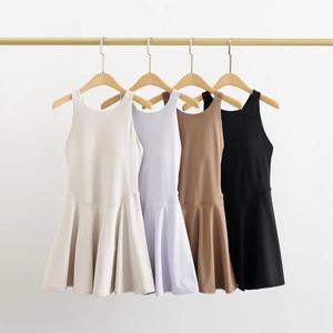 Vente chaude solide femmes beauté dos léger sans manches danse Tennis jupe avec court Fitness Yoga Tennis jupe - Product Image 5
