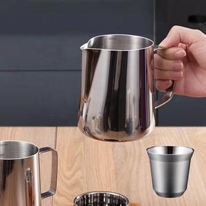 Grand pichet à <span class=keywords><strong>lait</strong></span> en acier inoxydable <span class=keywords><strong>Barista</strong></span> <span class=keywords><strong>Pot</strong></span> et mousseur pour café et thé Latte Art Nouveau pichet pour boissons chaudes - Product Image 4