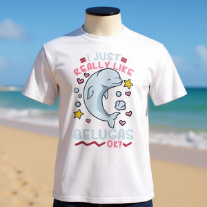 Camiseta con Diseño de Ballena Beluga, Unisex, para Adultos, Manga Corta, Cuello Redondo, Impresión Digital, para Actividades Promocionales - Product Image 3
