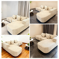 Großhandel Neues L-förmiges Multifunktionales Sofa Komfortables Langhaariges Plüschgewebe-Bezug Stark Stützendes Schaumstoff-Modulsofa Gepolstertes Schlafsofa