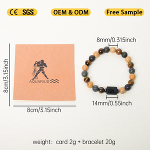 Pulseras de Piedras Naturales al por Mayor, Joyería de Cristal Energético, Pulsera de Cristal de los 12 Signos del Zodíaco con Tarjetas - Product Image 2