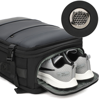 Sac à dos de voyage grande capacité, étanche, extensible, pour ordinateur portable, avec compartiment à chaussures, en PU Oxford