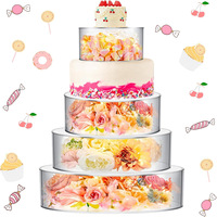 Nouveaux Designs 4 en 1 Séparateur de Gâteau en Acrylique 6/8/10/12 Pouces avec Lumière, Présentoir Clair en Acrylique pour Anniversaire, Mariage, Grande Fête