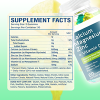 BioLex Gummies à absorption élevée de calcium, magnésium, zinc et vitamine D3 pour le soutien musculaire et osseux, marque privée