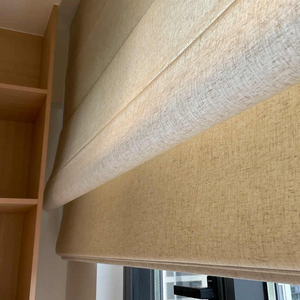Persianas Romanas Motorizadas Personalizadas de Lino Natural, Persianas Opacas Estilo Zen Asiático, Tratamientos Eléctricos Inteligentes para Ventanas, <span class=keywords><strong>Precio</strong></span> Directo de Fábrica - Product Image 5