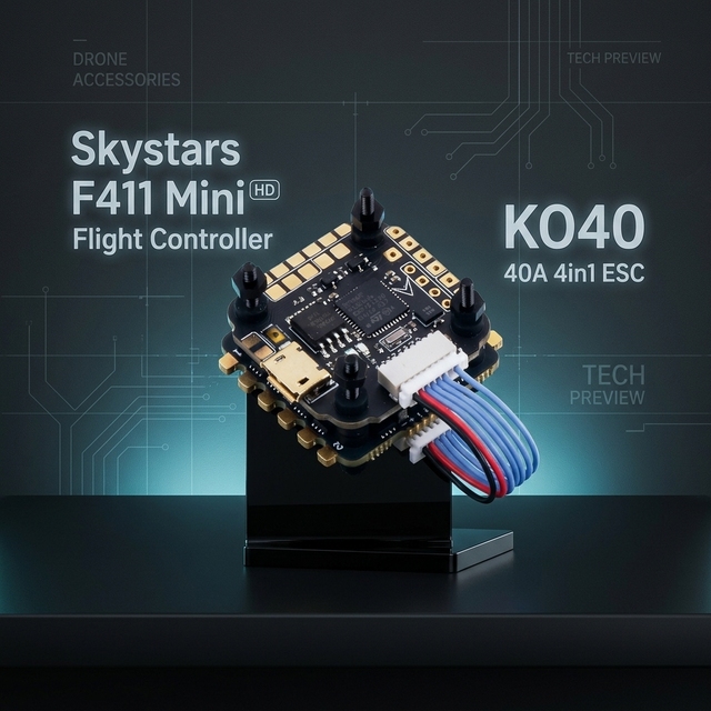 Skystars F411 Mini HD Flight Controller KO40 40A 4in1 ESC Flytower Stack 3-6S LiPo 20*20mm for FPV Racing Drone