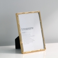 Cadre photo en métal et verre style INS minimaliste, électroplaqué argent, motif bambou, pour photos 4x6 / 5x7, produit en gros