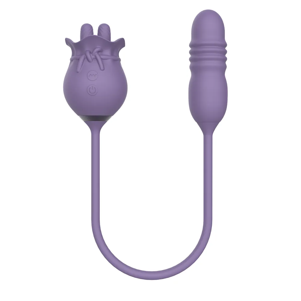 2023 Hot Selling Rose Vibrator Hersteller Sexspielzeug Großhandel 2 In 1 Klitoris lecken Schub Rose Vibrator für Frauen