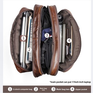 Bolso de Negocios para Hombre de Cuero Genuino de Fábrica Directa, Gran Capacidad, Maletín para Portátil, Impermeable y Práctico - Product Image 4
