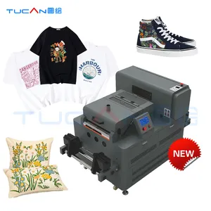 Semua dalam satu film dtf 30cm pet film printer shaker mesin pengering yiwu a3 ukuran xp600 printhead t-shirt mesin cetak