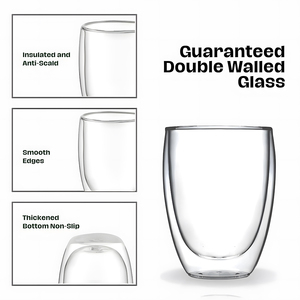 Tazza ZhenQi in <span class=keywords><strong>Vetro</strong></span> Borosilicato a Doppia Parete Isolante per Caffè/Latte/Dessert 350ml/12oz, Resistente al Calore, Senza BPA, per Alimenti - Product Image 2