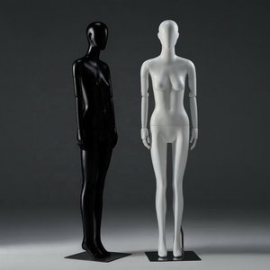 Mannequin féminin intégral Egg Head tendance pour vitrine, en position debout, <span class=keywords><strong>pieds</strong></span> modernes jointes, bras en bois FRP - Product Image 3