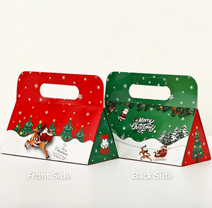 Scatola Regalo Pieghevole per Pasticceria Natalizia, Vendita all'Ingrosso, Disponibile in Stock, Cartoncino Kraft Bianco 350gsm, Confezione Piatta per Biscotti e Muffin Natalizi - Product Image 3