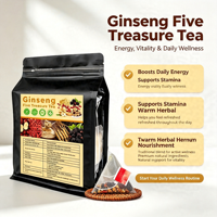Thé aux cinq trésors au ginseng, mélange d'herbes, stimule l'énergie du corps, soutient la santé des reins, soulage la fatigue, sans caféine, sans additifs