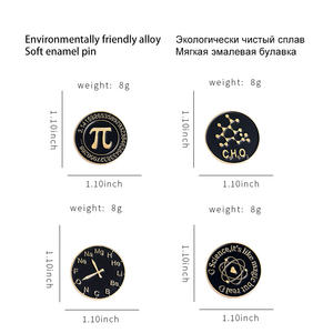 Ciencia esmalte pines Pi tabla periódica átomo símbolo broches para Geek ciencia amante profesores y estudiantes joyería al por mayor - Product Image 6