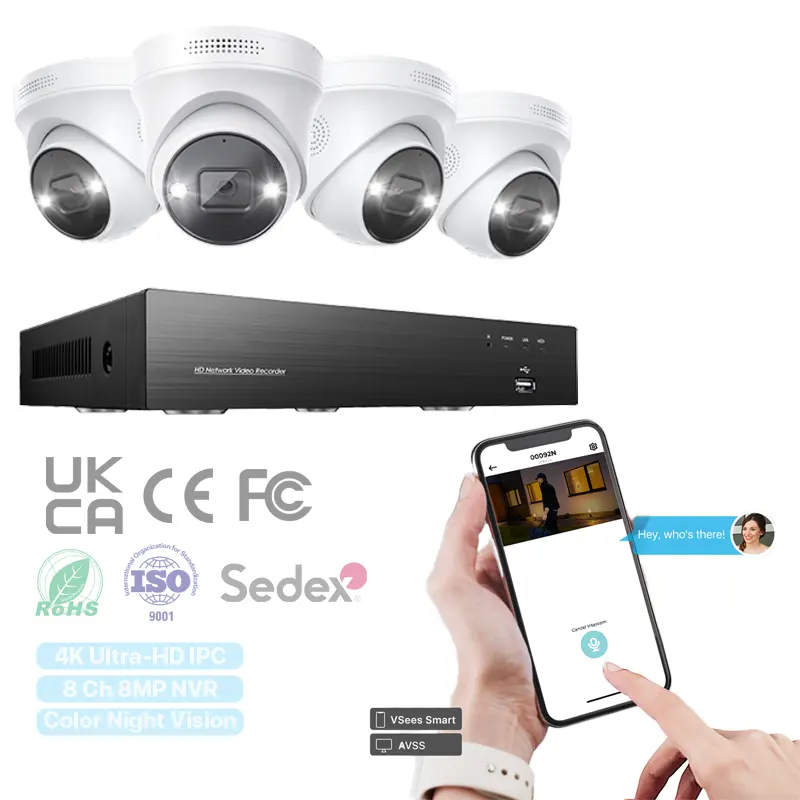 8mp Cctv Camerasysteem Voor Thuisbewakingssystemen 4K Bewakingssystemen Wifi Nvr Beveiliging Cctv Camera Set Camerakit