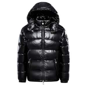 Doudoune d'extérieur en duvet de canard brillante pour l'hiver Doudoune à capuche avec fermeture éclair légère thermique intérieure coupe-vent Doudoune personnalisée pour hommes - Product Image 3