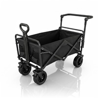 Mini-remorque pliable en acier au carbone avec roues pivotantes, chariot de camping extérieur avec poignée réglable et conception push-pull OEM