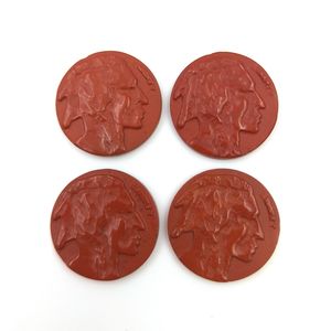 Cabochons à tête indienne ronde sculptée, 20mm, 1 pièce, pierre à graver naturelle, jaspe rouge, pierre précieuse en vrac pour la fabrication de bijoux - Product Image 2