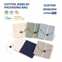 Pochette en coton et lin recyclable avec estampage à chaud pour sac cadeau de bijoux