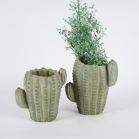 Série Creative Cactus - Pot de fleurs en ciment écologique avec finition émaillée - Design minimaliste pour utilisation en extérieur dans le jardin - Emballé en carton
