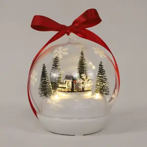LEDクリスマスデコレーション高級ミュージカル回転ボールガラス鹿透明ガラスクリスマスライトオーナメント