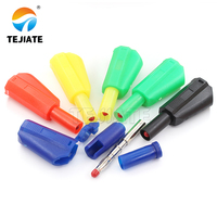 Konektor Panel Soket Pria Wanita Tipe Bunga Lentera dengan Penutup, Aman, Dapat Ditumpuk, 4mm, untuk Kabel Uji