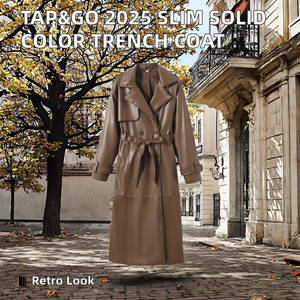 TAP&GO 2025 – Nouvelle Veste Longue Coupe-Vent Slim en Laine Peignée, Style Européen et Américain Vintage, Double Boutonnage, Respirante et Écologique - Product Image 2